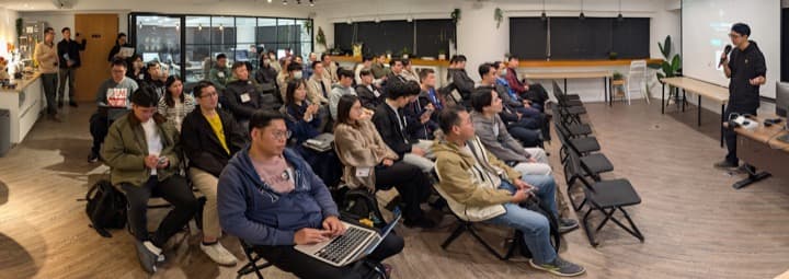 Cursor Meetup Taichung — wide group shot in the venue
